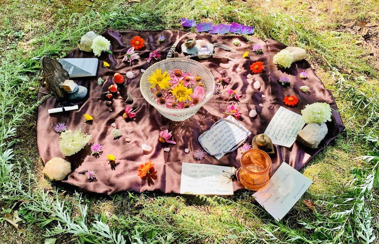 altar at Grandmother Cherry Sanctuary, a Vermont retreat center